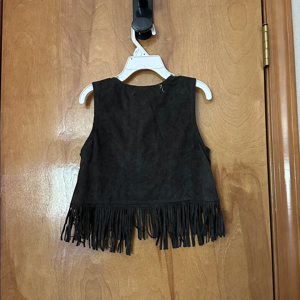 4 pc. Rachel Zoe Black Fringe Vest and Floral Pants Set